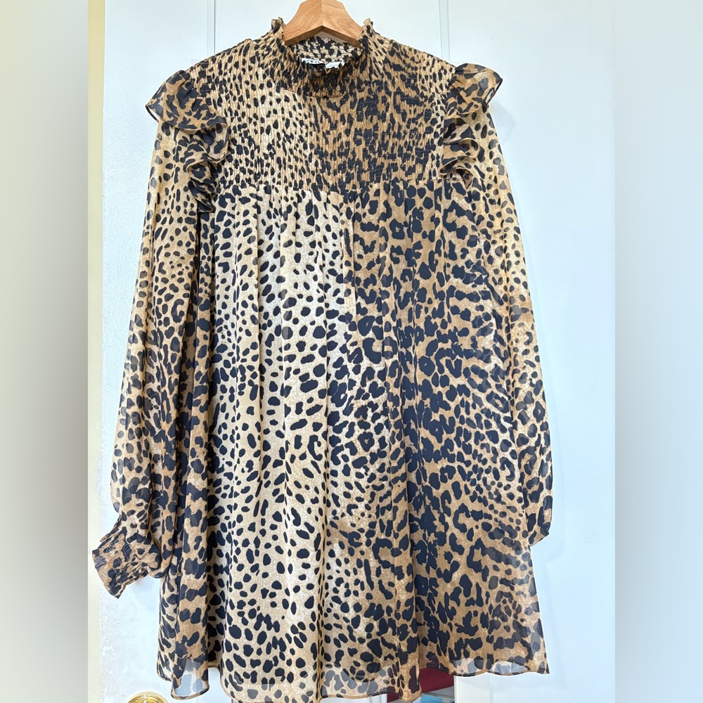 ZARA Leopard Print Long Sleeve mini dress